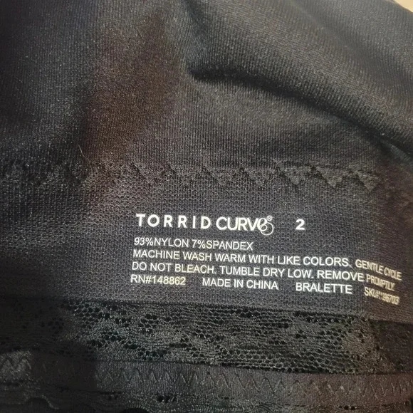 Torrid Curve Lightly Lined Black Seamless Lace Band Bralette Size 2 - Picture 7 of 7